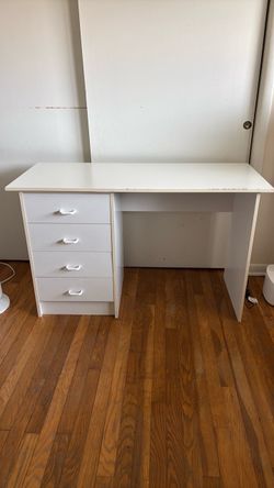 White Desk with 4 Drawers