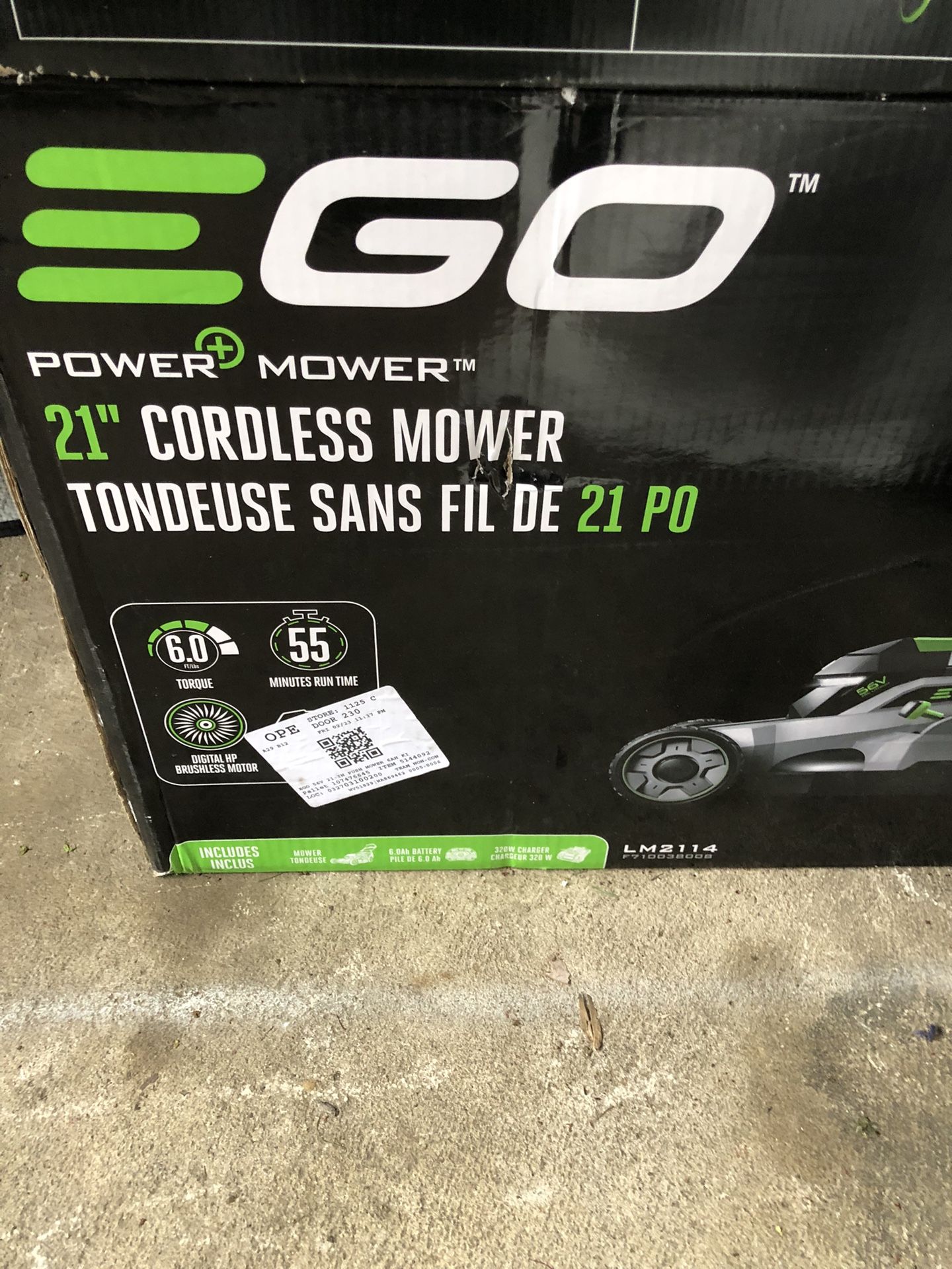 New In Box EGO LM2114 56 Volt Battery Power Lawn Push Mower 