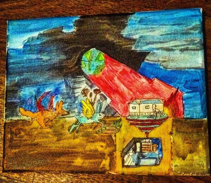 10x8x Canvas Surrealism Piece/Cloverfield Bunker/Free Art