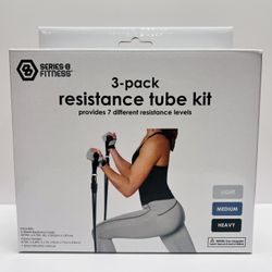 Series-8 Fitness Resistance Tube Kit – 3-Pack (New) – Light, Medium, Heavy 