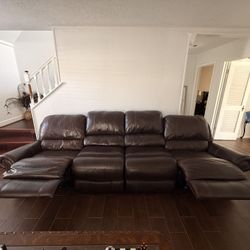 Large Modular Leather Reclining Sofa