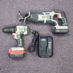 Porter Cable 1/2" Drill & Reciprocating Saw with 2 Batteries & Charger 