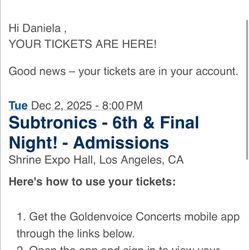 Subtronics Tickets  12/2