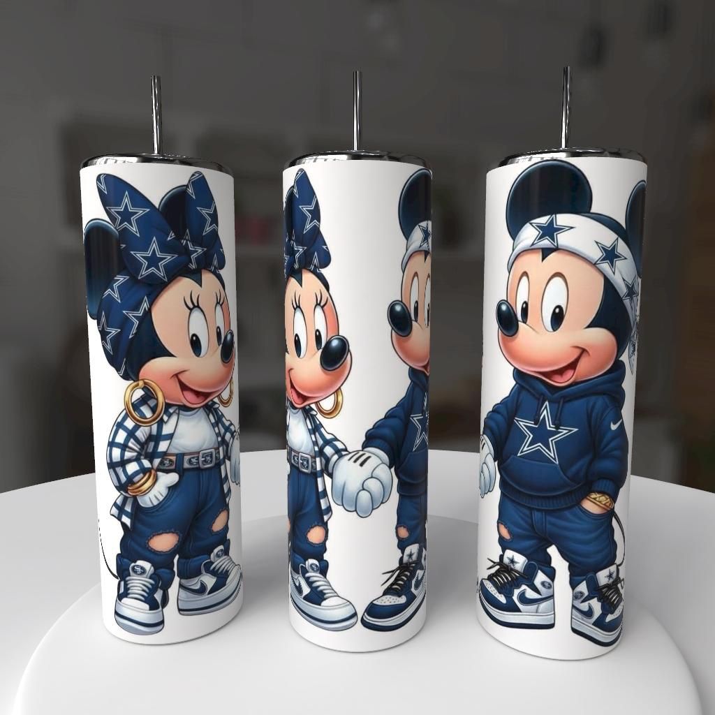 Dallas Cowboys Football Mickey And Minnie Mouse Tumbler