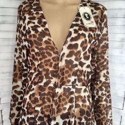 Leopard Print Kimono, XL