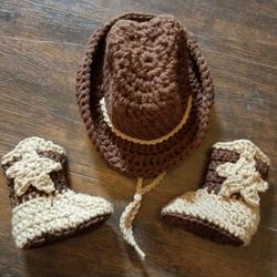 Cowboy boots and hat photo prop