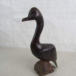 Hand Carved Solid Ironwood? Wooden Duck Sculpture 12 1/4" Tall


