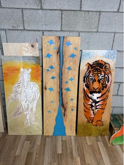 Wood and resin wall art