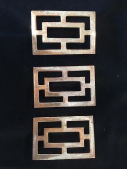 Brass Asian-Inspired Drawer Handle Pulls- Set of 3