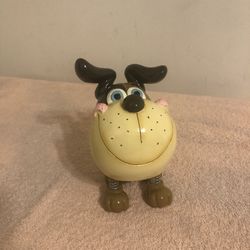 Whimsical Ceramic Dog Bank Spring Legs With Stopper 6 1/2” Tall