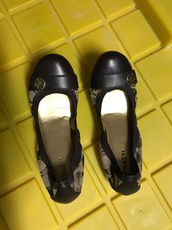 Coach leather and fabric flats