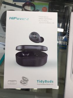 Hifuture tidybuds true wireless earbuds Bluetooth with battery case black opened box