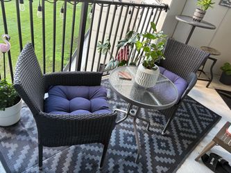 Outdoor Wicker Bistro Set with Cushions