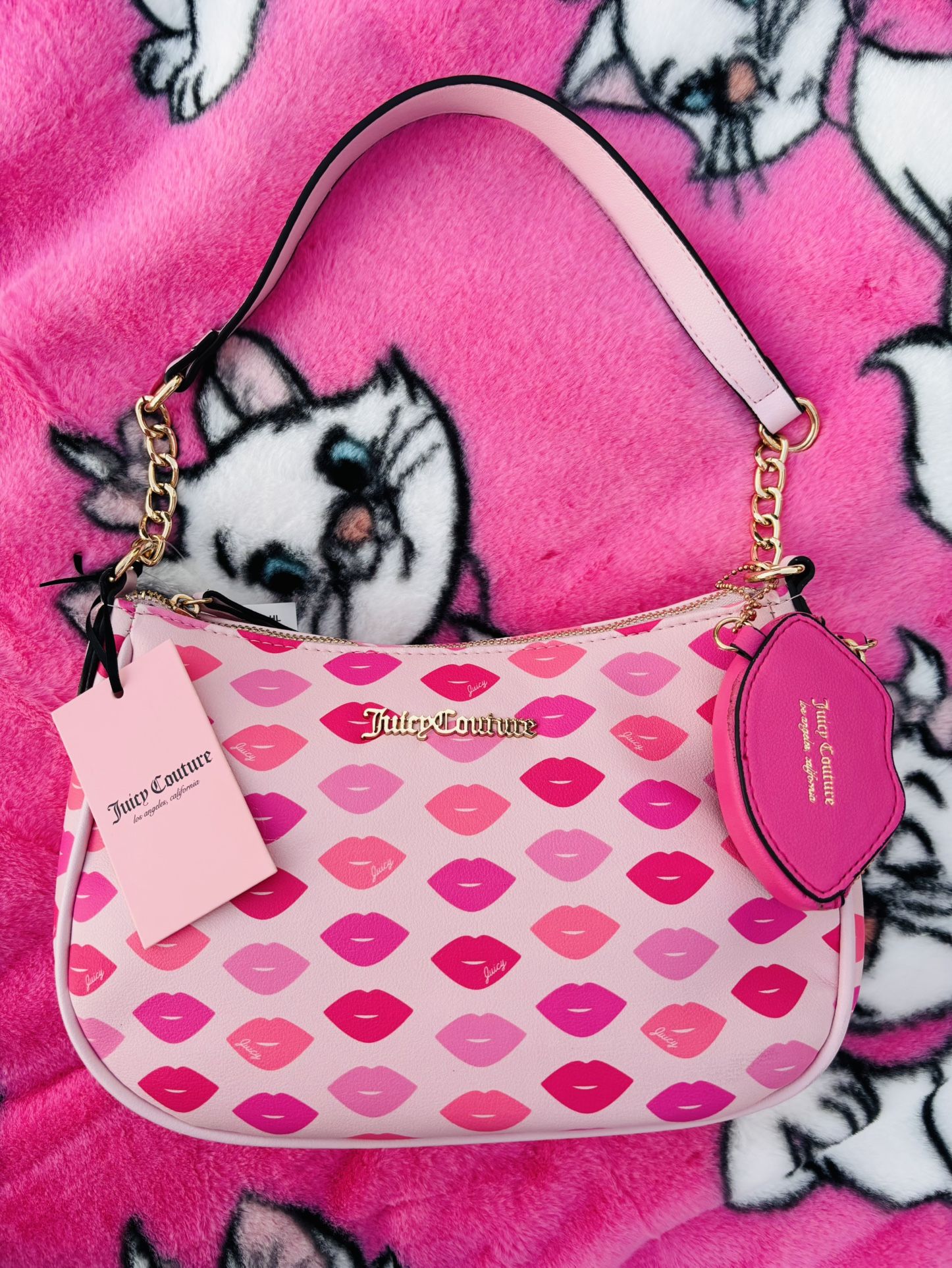 !NEW! Juicy Couture Sealed With A Kiss HOBO Shoulder Bag Light pink/Hot pink