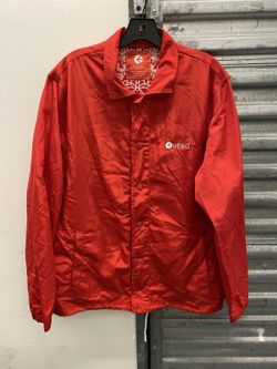 Ethika Red Coach Jacket Snap Front Point Collar Lined Logo Men's Size M