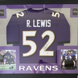Ray Lewis Signed Baltimore Ravens Framed Custom Pro Style Jersey Beckett