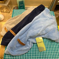NEW! Bc 3 Pack Classic Fleece Dog Sweaters in Dk Blue, Light Blue & Gray Sz. L