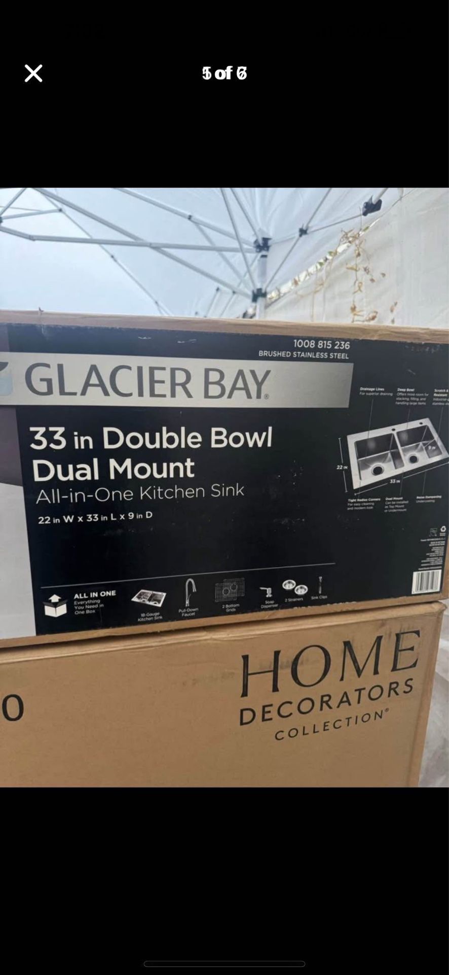 Glacier Bay Dolancourt Tight Radius 33 in. Drop-In 50/50 Double Bowl 18 Gauge Stainless Steel Kitchen Sink with Pull-Down Faucet