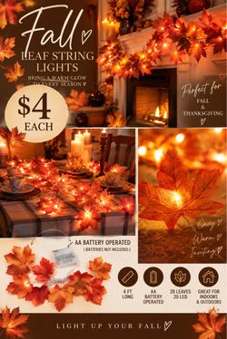 Fall Maple Leaf String Lights