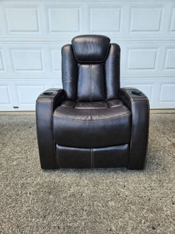Moretti Brown Leather Dual Power Recliner Chair