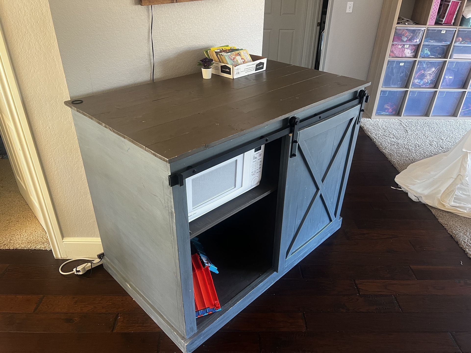 Custom Made Solid Wood Entertainment Console And Snack Stand Cabinet