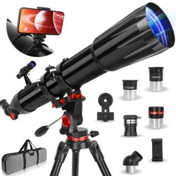 Telescope,Telescope for Adults High Powered, 90mm Aperture 900mm Professional Refractor Telescopes for Kids & Beginners, Magnification 450X,for Planet