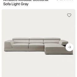 Modern Cream Leather Sectional Sofa 