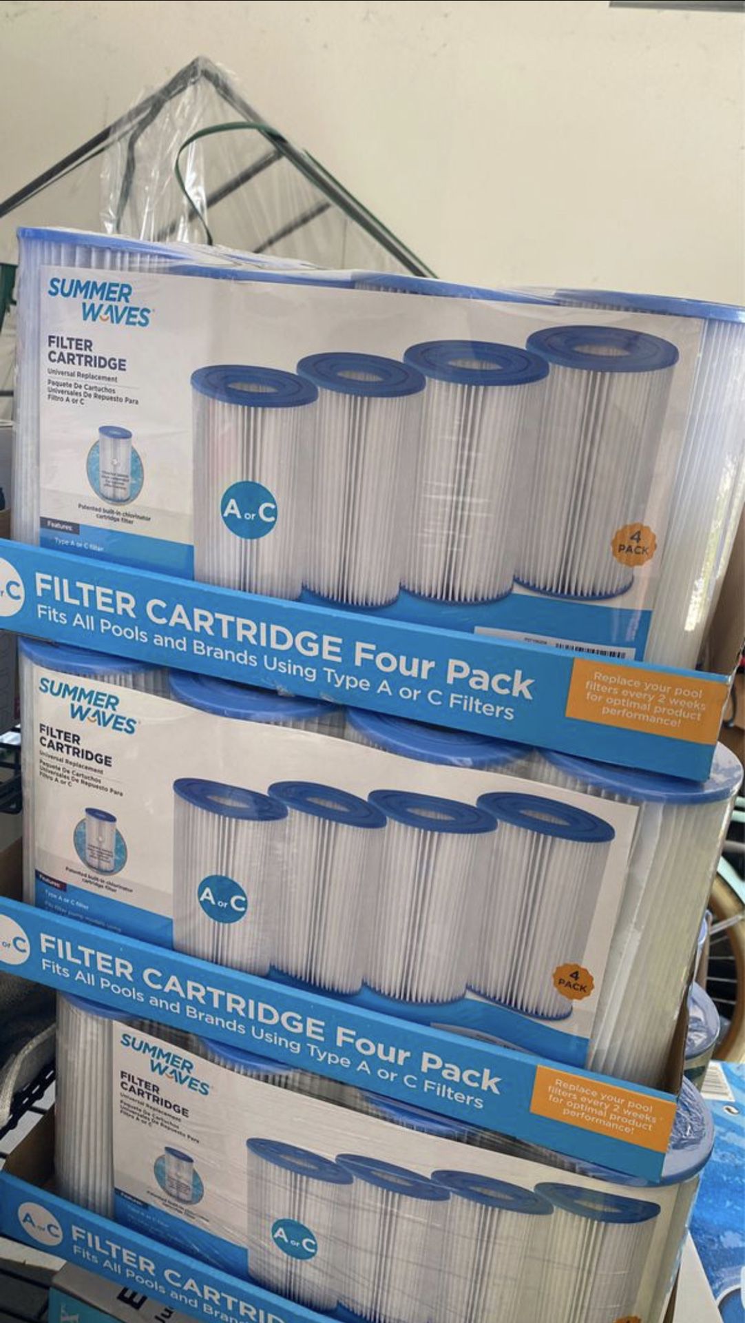 Summer waves pool filter cartridge 4 pack A or C