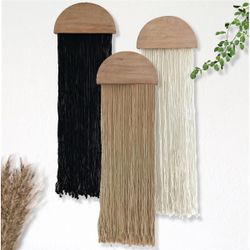 Boho Macrame Wall Hanging Tapestry Set of 3 Neutral | Moving Sale