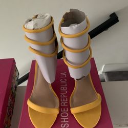 Yellow High Heeled Sandals 