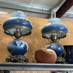 2 Vintage Hurricane Lamps