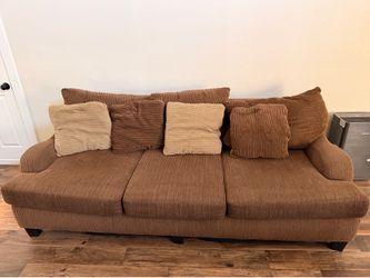 Comfortable Brown Corduroy Living Room Set - Sofa & Loveseat