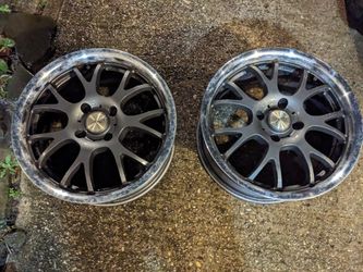 Gunmetal Mesh Wheels w/ Polished Lip, Set of 4, 17x7.5 4x114.3 +42