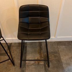 Bar Stools, Black Leather 