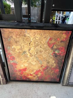 Abstract Textured Canvas Painting in Black Frame