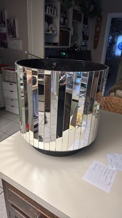 Extremely large mirrored plant pot