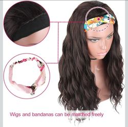 Long Brown Wig with Headbands