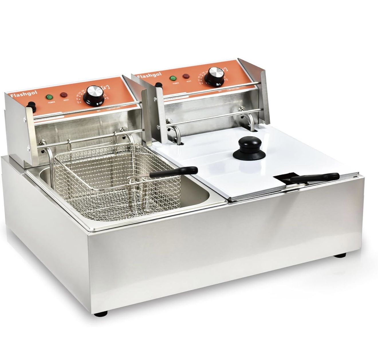 Brand New Commercial Deep Fryer with Basket 6-12L Capacity Adjustable Temperature and Timer Stainless Steel