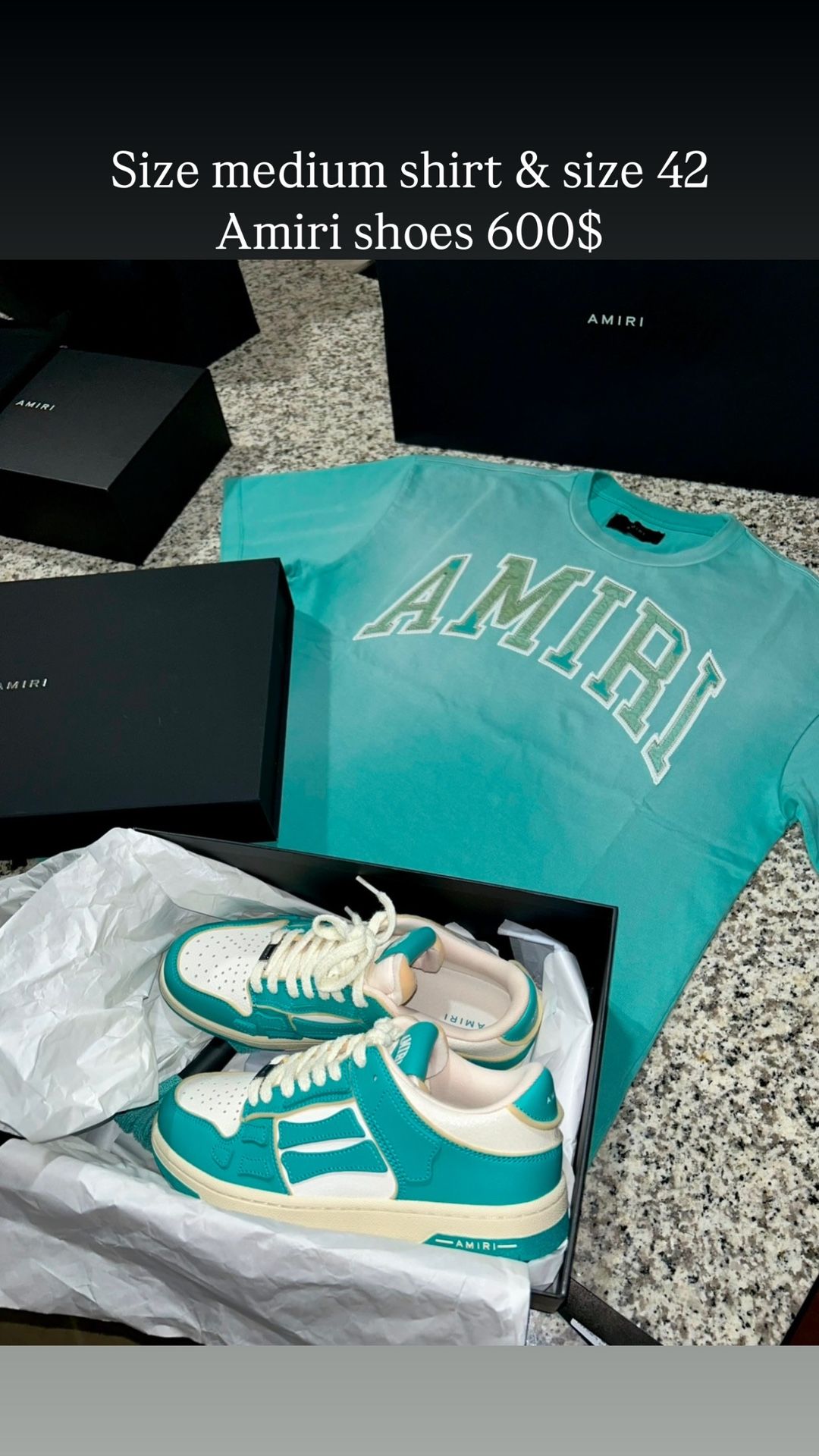 Authentic Amiri Shoes Size 42 & Shirt Size Medium Only Worn Once But Still Like New And Comes With Boxes