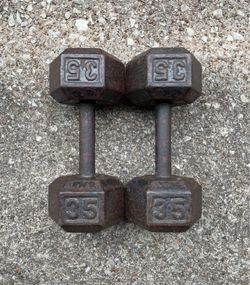 35 lb dumbbells dumbbell Set Cast Iron Hex Ibs weights weight 35lb 35lbs pair pounds pound # Exercise Workout Gym