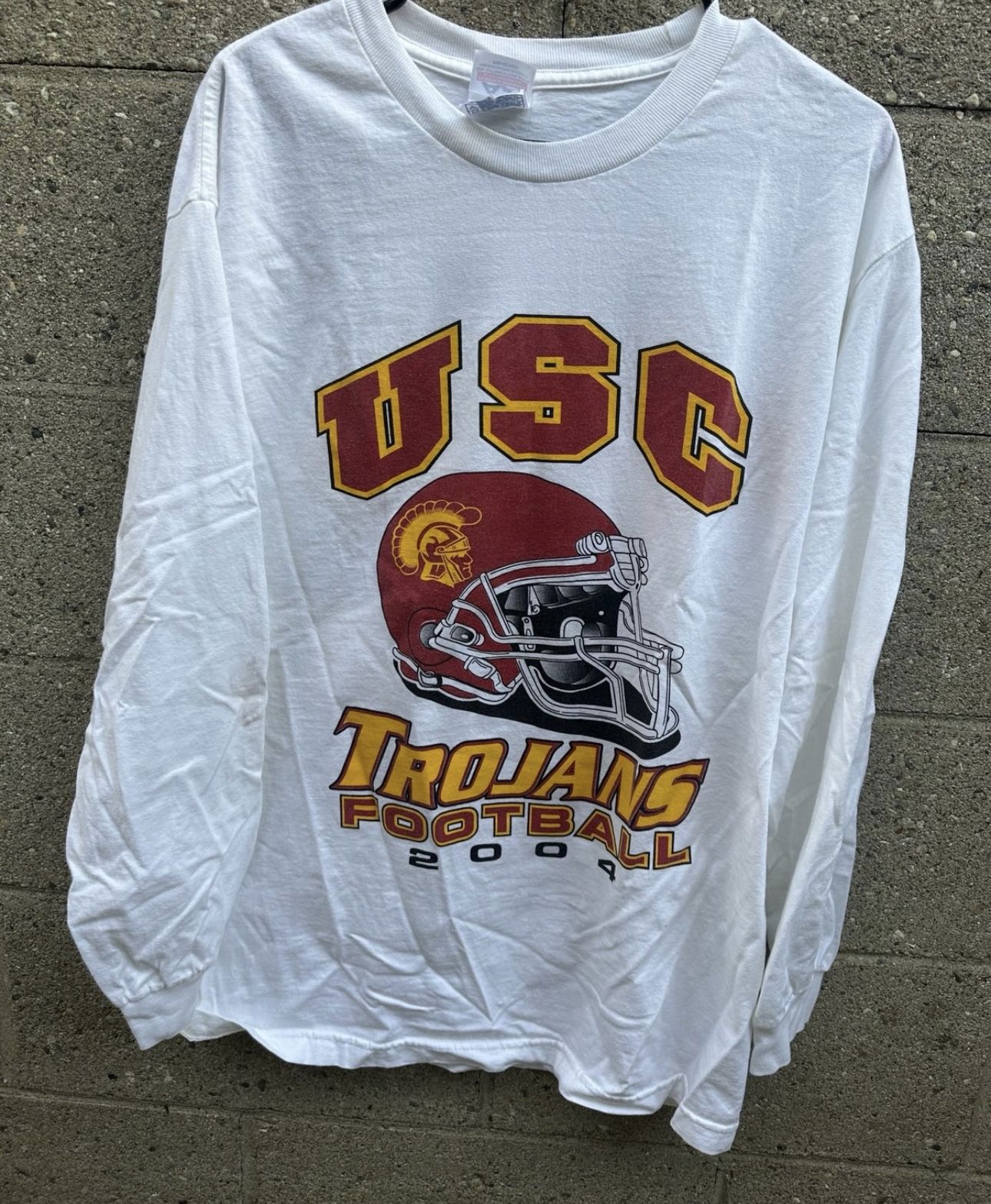 Vintage USC Trojans 2004 Reggie Bush Lendale White Long Sleeve Shirt Size L
