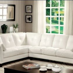 Brand New White Leather Sectional Sofa