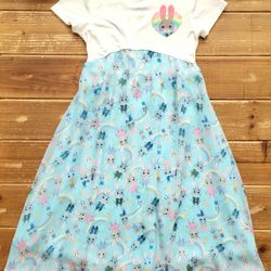 SIZE 6-6X GIRLS DISNEY ZOOTOPIA TWO-TONE KNIT & PRINTED SHEER OVERLAY MAXI DRESS