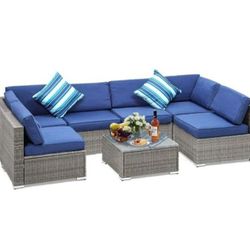 Seven Piece Modular Patio Sofa Set Brand New Patio Couch Brand New In The Box Patio Set 🆕🚎🆕