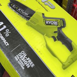 18 Volt Ryobi Compact Brushless Pruning Chainsaw with Battery,Charger $200 