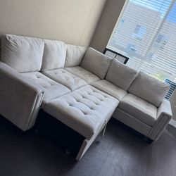   Sectional Sleeper Sofa with Pull Out Couch Bed Velvet Convertible