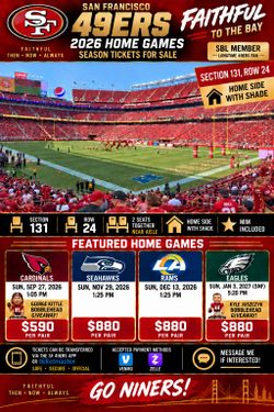 Pair of tickets to 49ers Home Games - $590