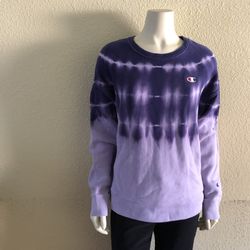 Champion Purple Tie Dye Crew Neck Sweatshirt Size L
