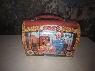 Vintage 1963 Bozo the Clown Lunch Box Aladdin Original Metal Dome No Thermos