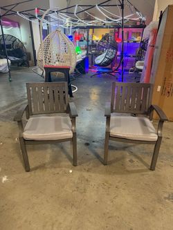Set of 2 New Outdoor Patio Aluminum Dining Chairs with Armrest and Cushion